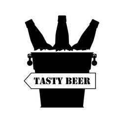 arrow pointer with beer bucket and bottles vector image