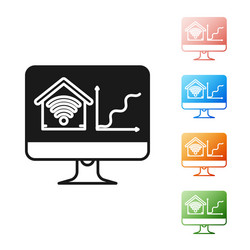 black computer monitor with smart home wi-fi vector image
