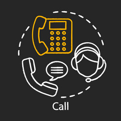 Call concept chalk icon helpdesk hotline idea vector