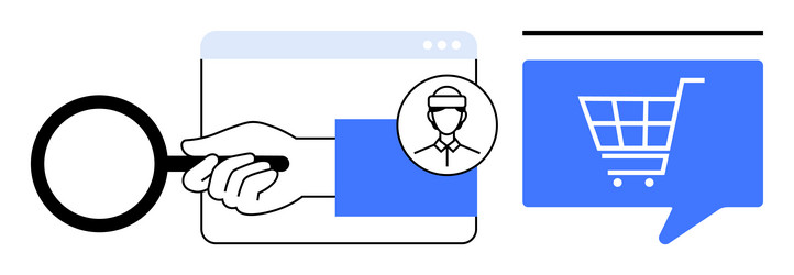 e-commerce search and user authentication vector image