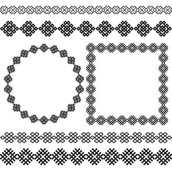 Ethnic borders set round and square frames vector