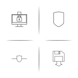 internet security simple linear icons set vector image