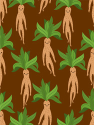 mandrake root seamless pattern legendary mystical vector