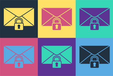 pop art mail message lock password icon isolated vector image