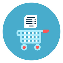 Shopping cart with list icon web button on round vector