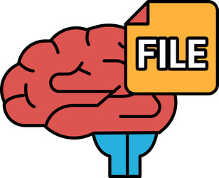 a brain with yellow file folder on top vector image