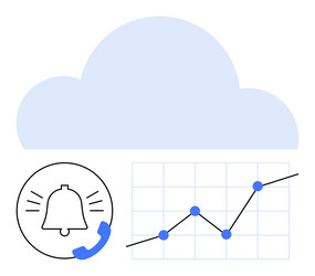 cloud storage with data analytics and alert vector image