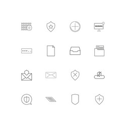 cyber security linear thin icons set outlined vector image