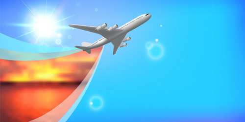 landing page template design with realistic plane vector image
