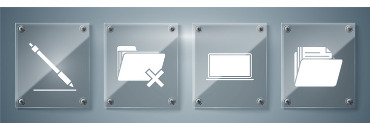 set document folder laptop delete and pen vector image