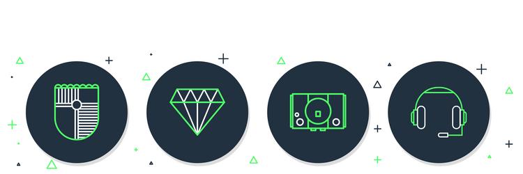 set line diamond video game console shield vector image