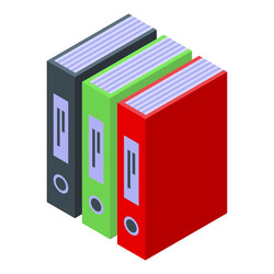 three office binders standing up in a row storing vector image