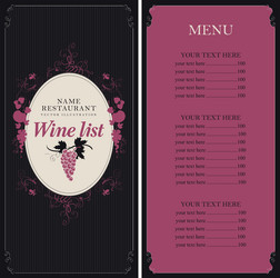 wine list with grapes vector image