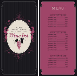 wine list with grapes vector