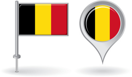 belgian pin icon and map pointer flag vector