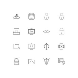 cyber security linear thin icons set outlined vector image