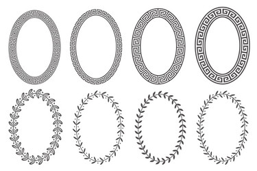Set round blue frames in greek style Royalty Free Vector
