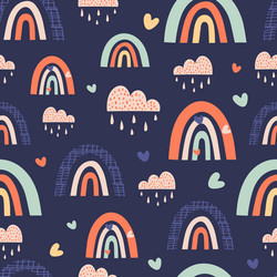 multicolored abstract rainbows with clouds on dark vector image