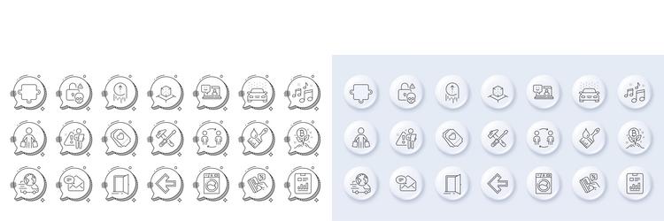 new mail open door and puzzle line icons for web vector image