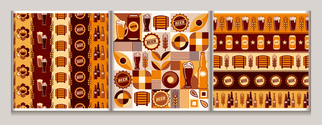 patterns with beer icons in simple flat style vector image