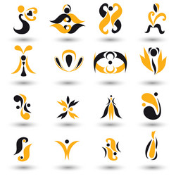 set of different yellow abstract flat elements vector image