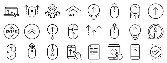 swipe up line icons scrolling mouse landing page vector image
