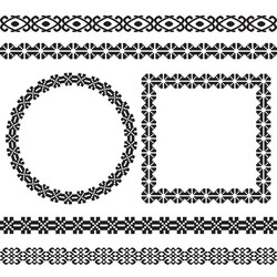 Ethnic borders set round and square frames vector