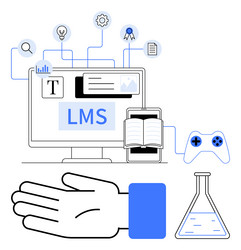 learning management system with hands-on vector image
