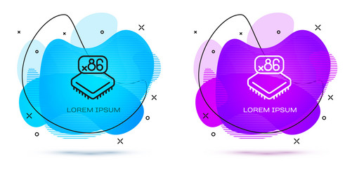 line computer processor with microcircuits cpu vector image