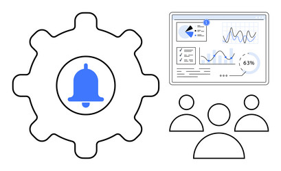 notification management and data analysis concept vector image