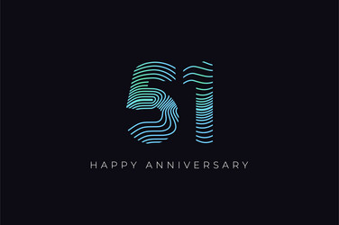 numeric design with line curve 51th happy vector image