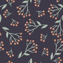 seamless pattern with berries on a dark background vector image