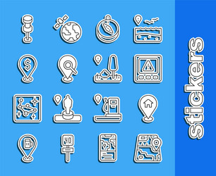 set line city map navigation location with house vector image