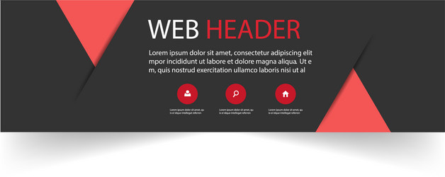 Web header modern red triangle black background ve vector