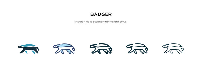 badger icon in different style two colored vector image