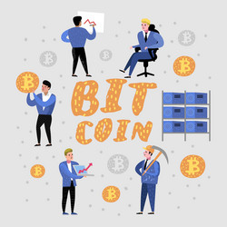 Bitcoin concept with characters crypto currency vector