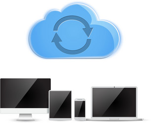 Cloud computing network connected all devices vector