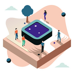 group of individuals engaged in a game on compac vector image