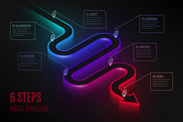 isometric navigation map infographic 6 steps vector image