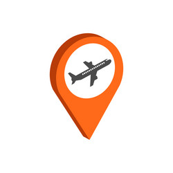 map pointer with airplane symbol flat isometric vector