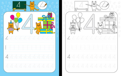 numbers tracing worksheet vector image
