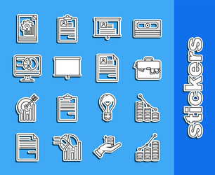 set line pie chart infographic and coin briefcase vector image
