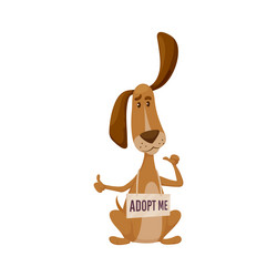 adopt a dog cartoon puppy with signboard vector