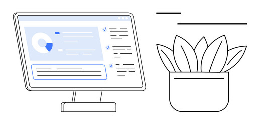 digital workspace with data dashboard on screen vector image