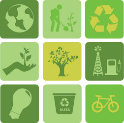 ecology icons over green background vector