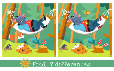 find 7 differences educational puzzle game vector image