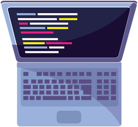 laptop with data code programming technology vector image