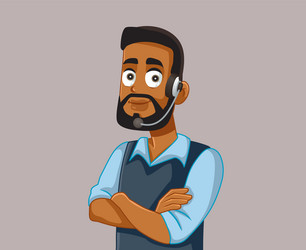 man wearing headset working for a call center vector image