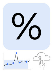 percentage symbol with graph and cloud icons vector image