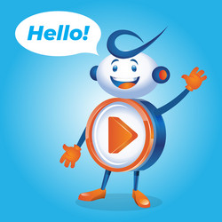play button robot character say hello expression vector image